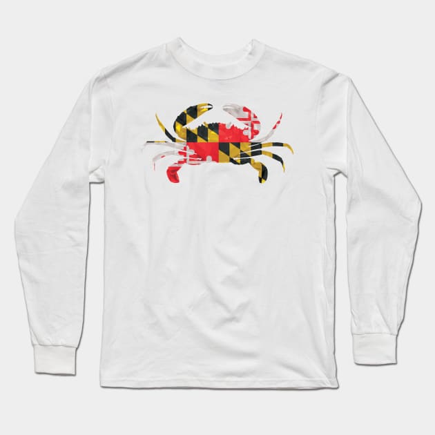 Geometric Maryland Flag Crab Long Sleeve T-Shirt by polliadesign